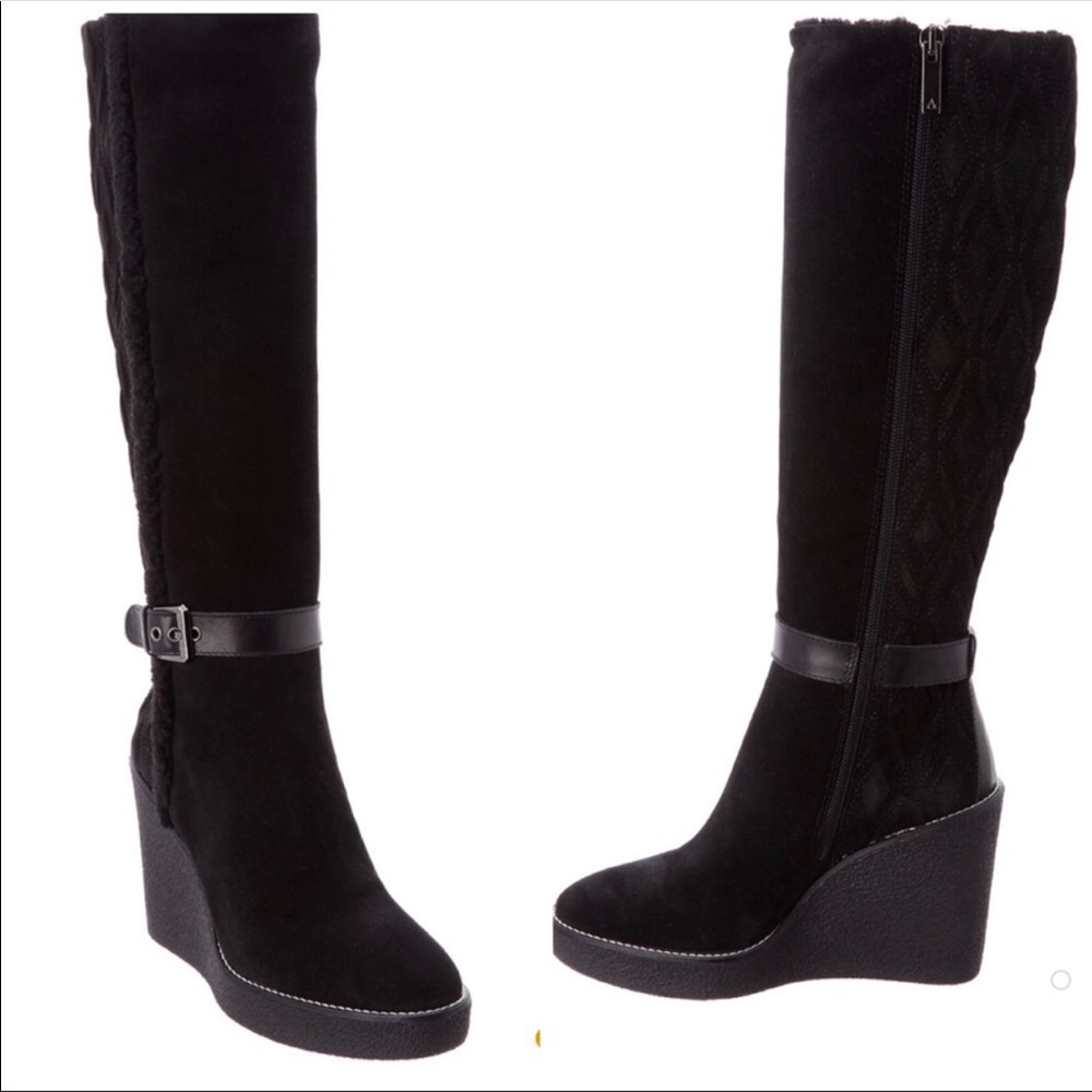 Aquatalia Viviana waterproof black suede boots 11